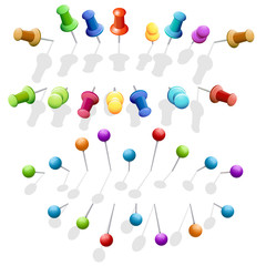 Push pins vector set