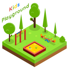Kids playground isometric flat vector