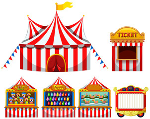 Circus tent and game boothes