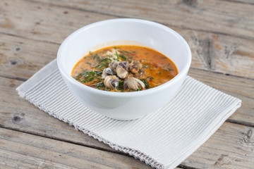 Thai food: Piper sarmentosum leaves snail Curry