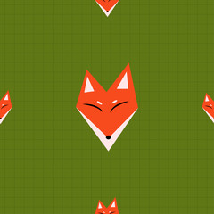 Red Fox Green Background Vector Illustration