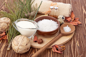 spa stuff on wooden background