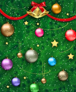  illustration of decorated Christmas tree