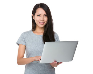 Asian Woman use laptop computer