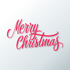 Merry Christmas hand drawn text design. Vector illustration.