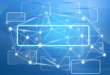 Network technology communication. Rectangles on blue background
