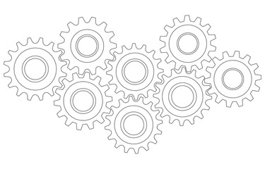 Vector Cog wheel gear mechanism close-up. White background