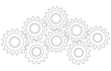 Vector Cog wheel gear mechanism close-up. White background