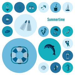 Summer and Beach Simple Flat Icons