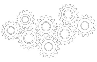 Vector Cog wheel gear mechanism close-up. White background