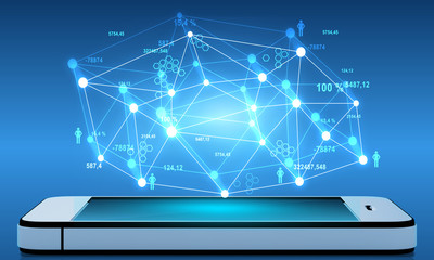 Naklejka premium Abstract illustration of social networking communication over phone