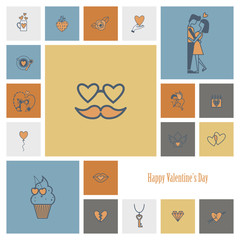 Fototapeta premium Happy Valentines Day Icons
