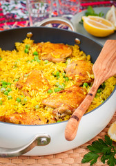 Chicken Thigh and Rice Biryani with Green Peas