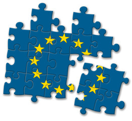 European union EU flag puzzle on the white background