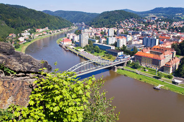 Fototapeta na wymiar Elbe river, Decin town, Czech republic