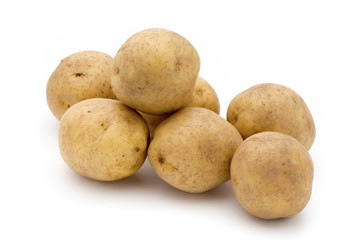 Potato isolated on white background close up.