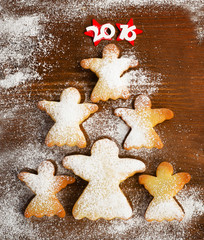 Christmas tree of homemade angel cookies