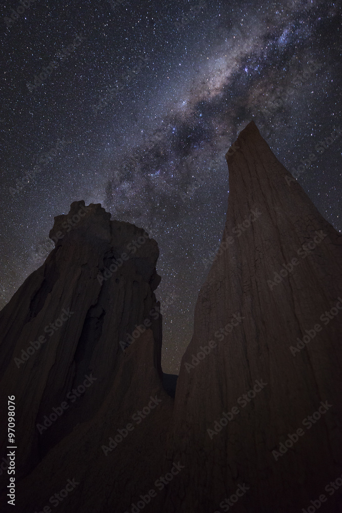 Wall mural canyon with milky way