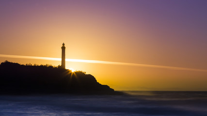 Biarritz Lighthouse Sunset - obrazy, fototapety, plakaty