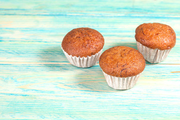 banana cup cake on wood deck