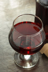 cognac glass and bottle
