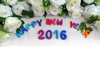 New Year 2016  text and flower