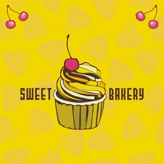 vector cupcake with cherry. Vector illustration