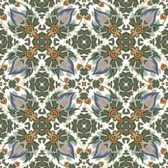 Vector mosaic background, ceramic tiles, majolica, seamless pattern.