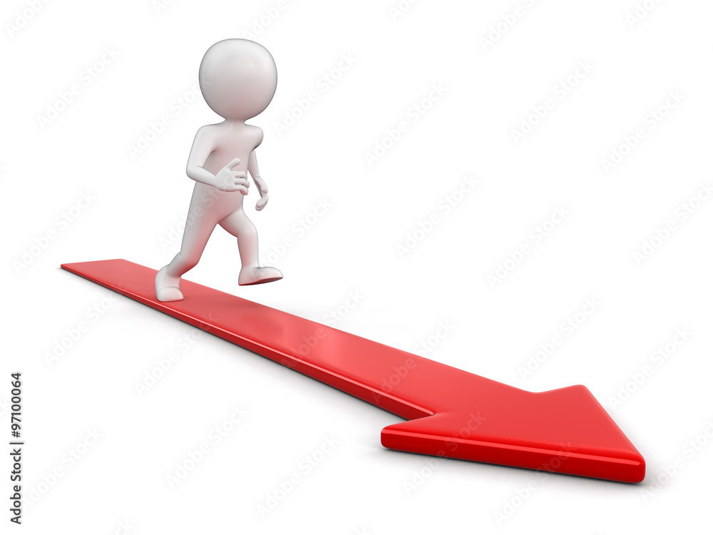 Poster man and arrow (clipping path included)