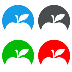 Icono plano manzana en varios colores #7