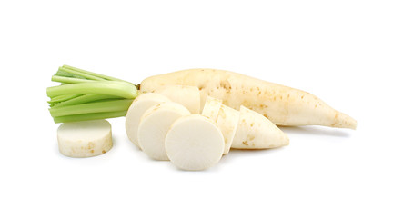 White radish isolated on white background