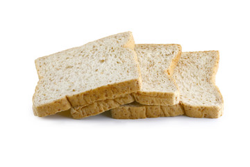 slice of bread on white background