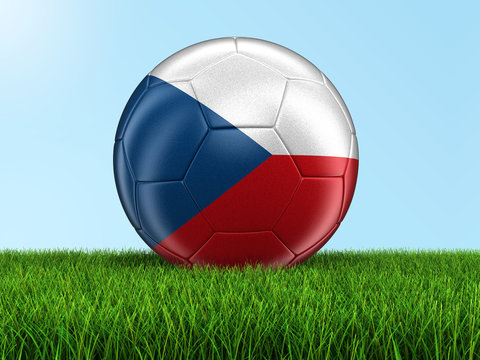Soccer football with Czech flag. Image with clipping path