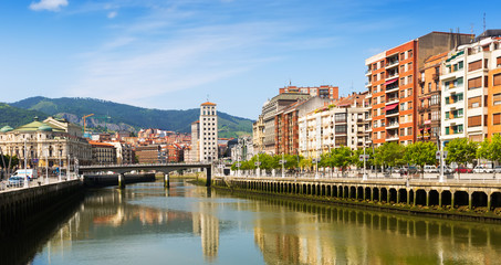 View of  Ibaizabal river. Bilbao, Spain