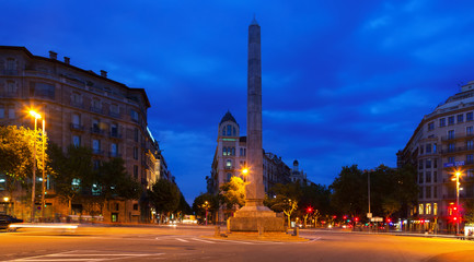 Night view of crossing of avenue Diagonal  and Passeig de Gracia
