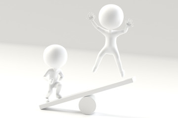 ジャンプする人とジャンプの準備する人