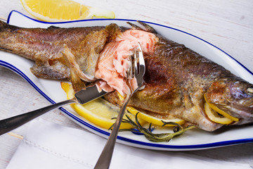Whole grilled trout