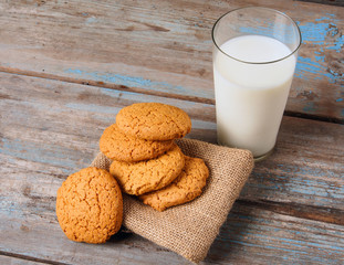 Oatmeal Cookies And Glass Of Milk