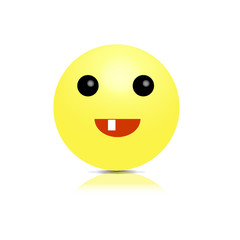 Vector Emoji satisfied smile with one tooth smiles. 3d illustration