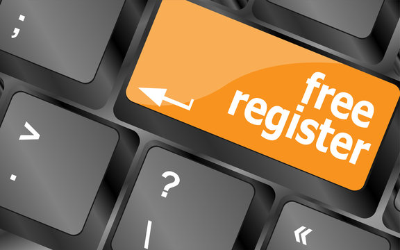 free register computer key showing internet login, vector illustration