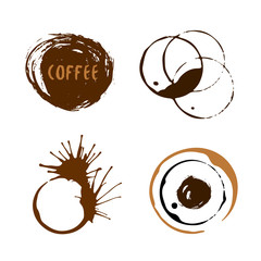Coffee cup stains collection. Isolated vector round stains and blots