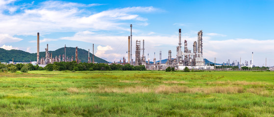 Oil refinery plant with blue sky