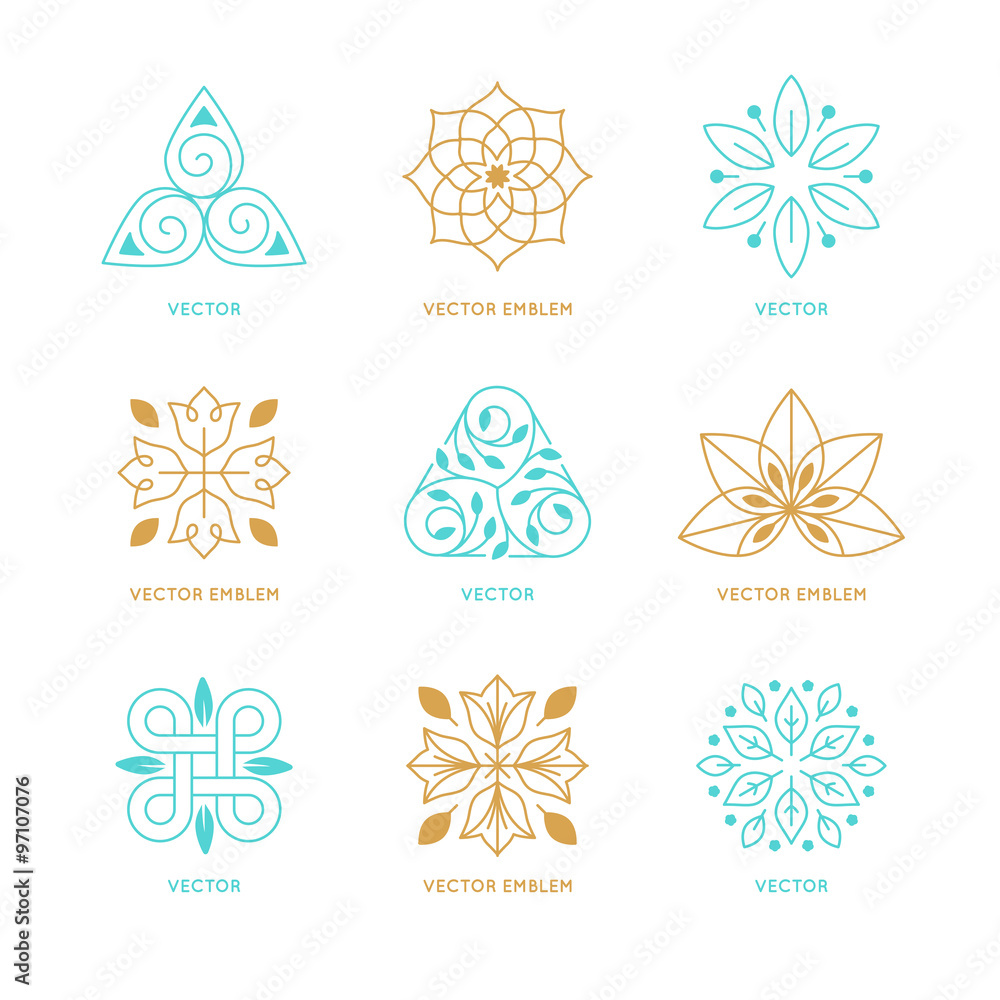 Poster vector set of logo design templates and symbols