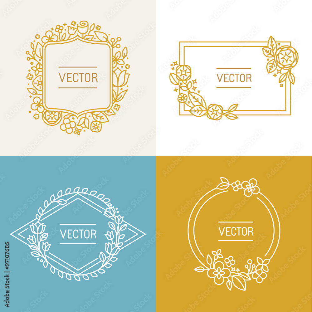 Poster vector floral frame with copy space for text