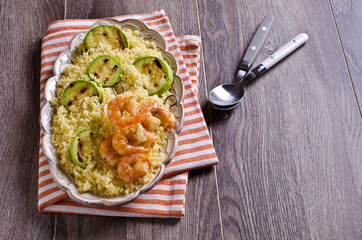 Fried shrimp on skewers