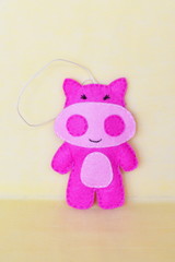 Handmade felt Christmas hippo