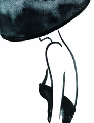 Papier Peint photo Visage aquarelle Beau visage. portrait de femme avec chapeau. aquarelle abstraite .fond de mode