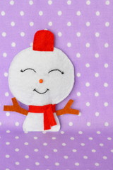 Handmade felt Christmas snowman toy