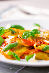 Ravioli with tomato sauce