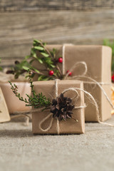 Handmade christmas gifts on a table.